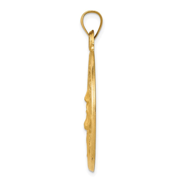 14K Yellow Gold Polished and Satin Face of Jesus Medal Pendant 28mm width