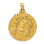 Load image into Gallery viewer, 14K Yellow Gold Polished and Satin Face of Jesus Medal Pendant 28mm width
