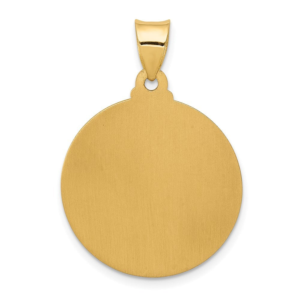 14K Yellow Gold Polished and Satin Face of Jesus Medal Pendant 21mm width