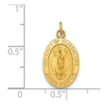 Load image into Gallery viewer, 14K Yellow Gold Polished and Satin Our Lady of Guadalupe Medal Pendant 11mm width
