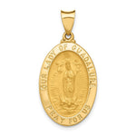 Load image into Gallery viewer, 14K Yellow Gold Polished and Satin Our Lady of Guadalupe Medal Pendant 16mm width
