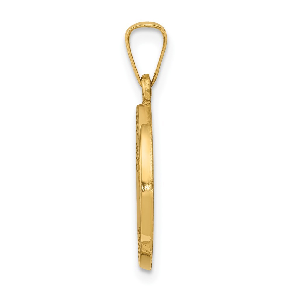 14K Yellow Gold Polished and Satin Our Lady Fatima Medal Pendant 15mm width