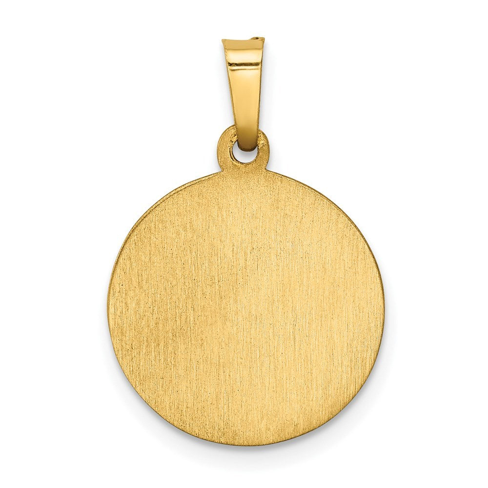 14K Yellow Gold Polished and Satin Our Lady Fatima Medal Pendant 15mm width