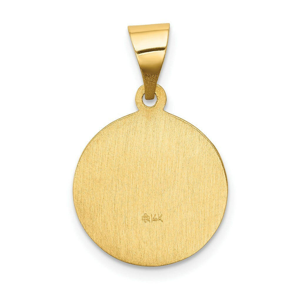 14K Yellow Gold Polished and Satin Our Lady of Sorrows Medal Pendant 15mm width
