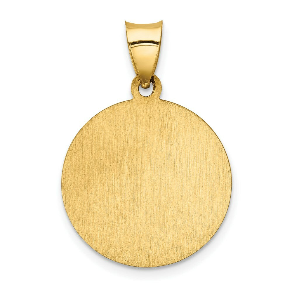 14K Yellow Gold Polished and Satin Our Lady of Sorrows Medal Pendant 19mm width