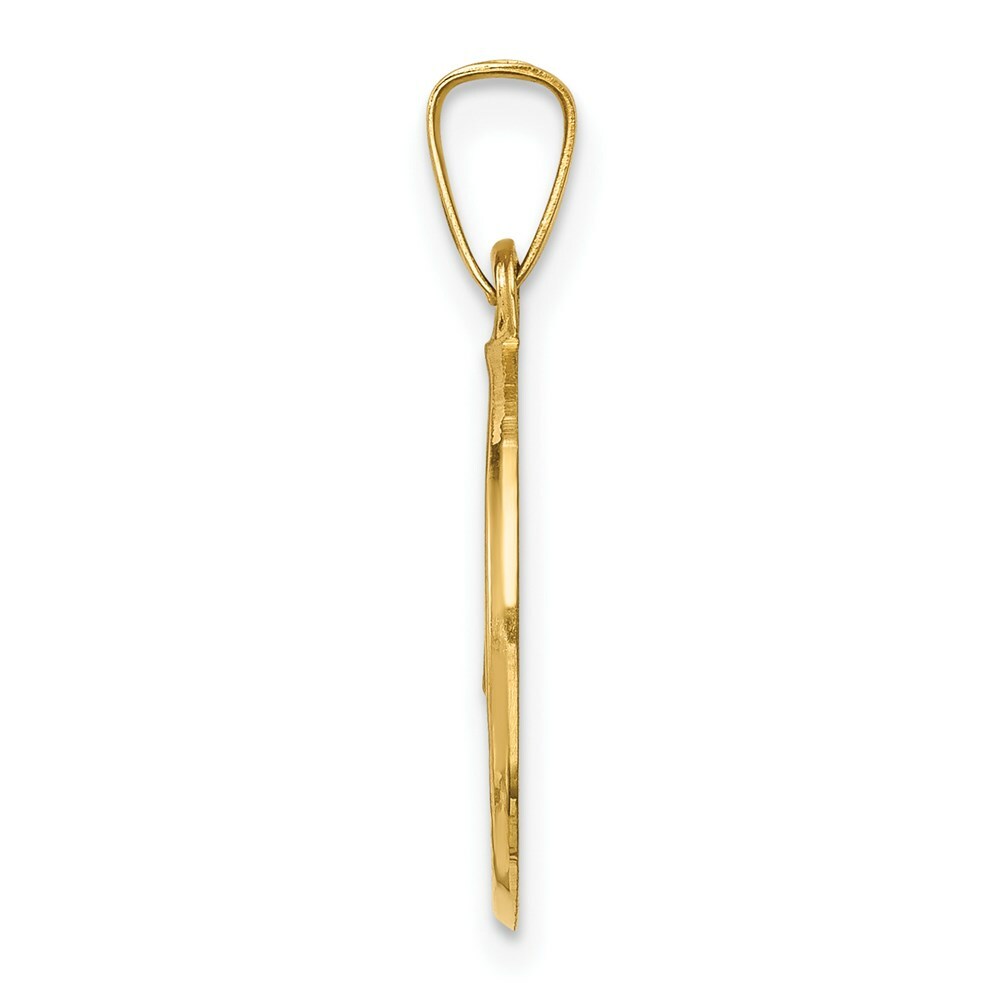 14K Yellow Gold Polished and Satin Caridad Del Cobre Medal Pendant 15mm width