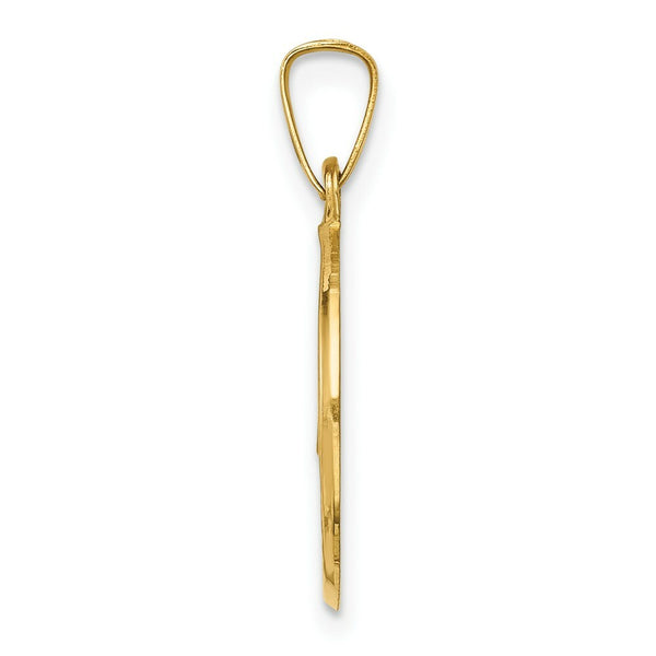 14K Yellow Gold Polished and Satin Caridad Del Cobre Medal Pendant 15mm width