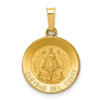 Load image into Gallery viewer, 14K Yellow Gold Polished and Satin Caridad Del Cobre Medal Pendant 15mm width
