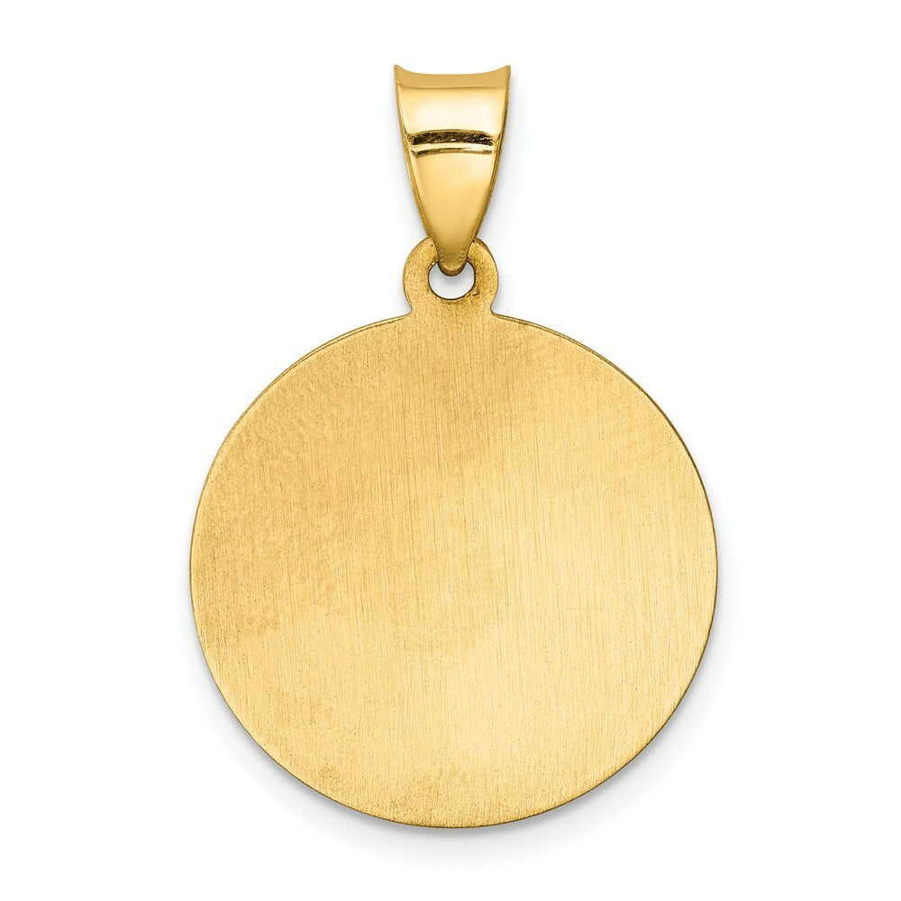 14K Yellow Gold Polished and Satin Caridad del Cobre Medal Pendant 17mm width