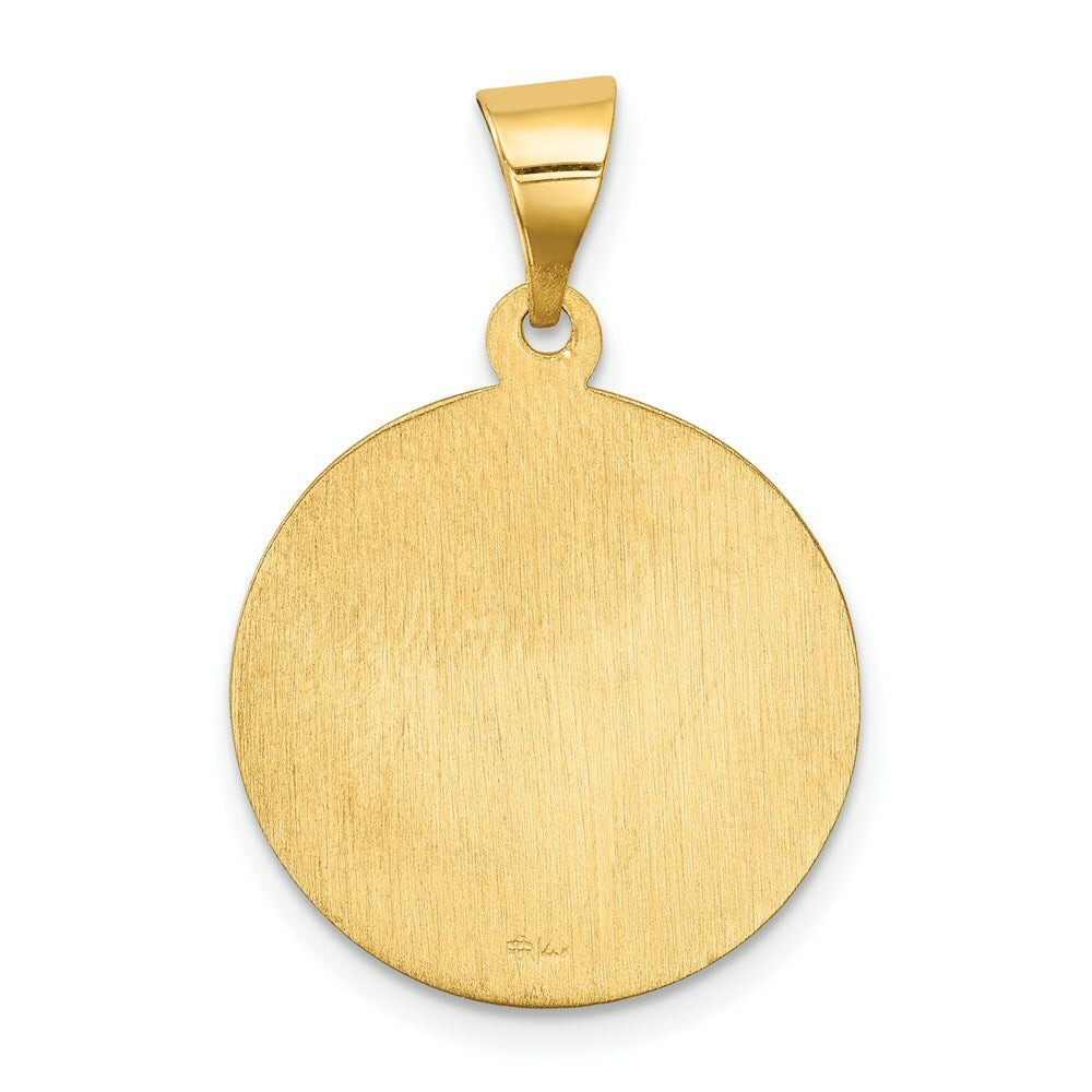 14K Yellow Gold Polished and Satin Sacred Heart of Mary Medal Pendant 19mm width