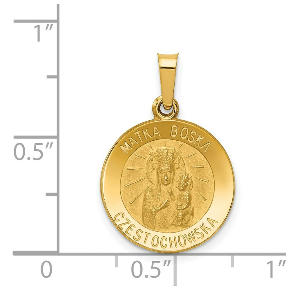 14K Yellow Gold Matka Boska Czestochowska Reversible Medal Pendant