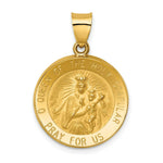 Load image into Gallery viewer, 14K Yellow Gold Polished and Satin Queen of the Holy Scapular Reversible Medal Pendant 19mm width
