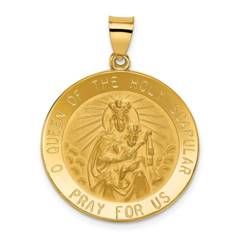 14K Yellow Gold Queen of the Holy Scapular Reversible Medal Pendant