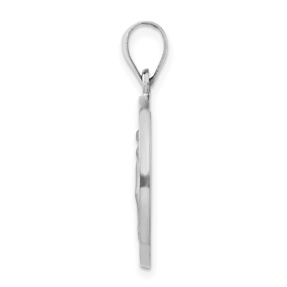 14K White Gold Polished and Satin Miraculous Medal Pendant 18mm width