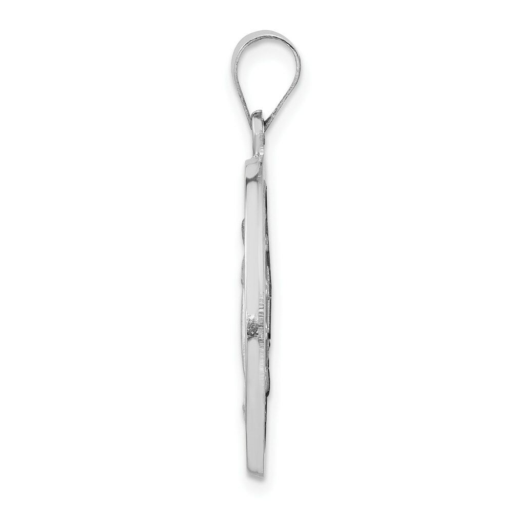 14K White Gold Polished and Satin Miraculous Medal Pendant 22mm width