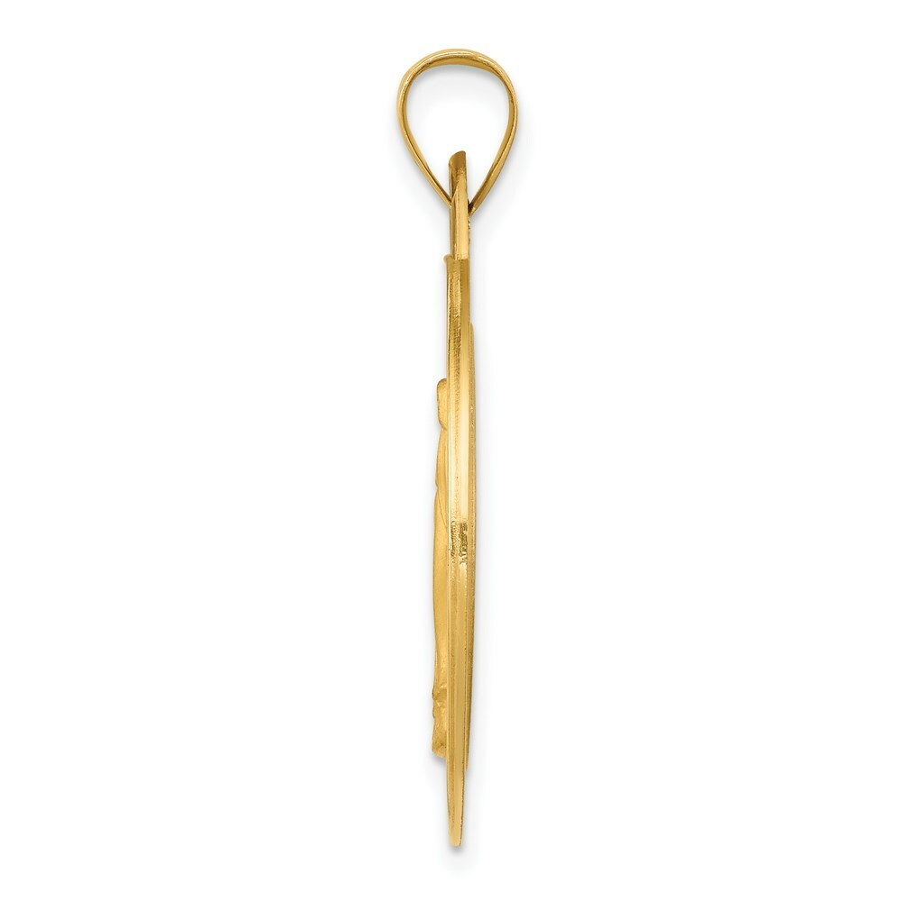 14K Yellow Gold Polished and Satin Miraculous Medal Pendant 25mm width
