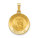 Load image into Gallery viewer, 14K Yellow Gold Polished and Satin Our Guardian Angel Medal Pendant 15mm width
