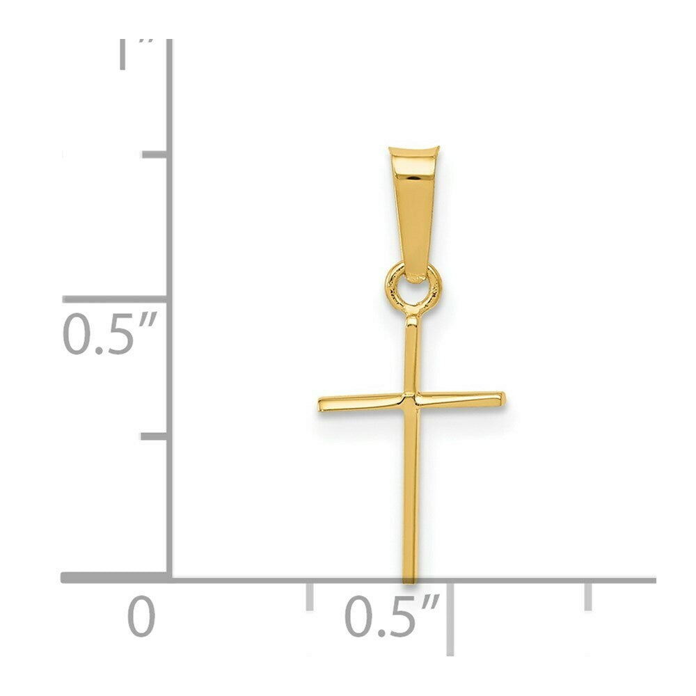 14K Yellow Gold Polished Cross Pendant 19mm length