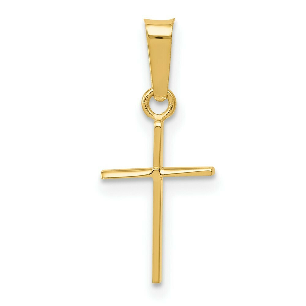 14K Yellow Gold Polished Cross Pendant 19mm length