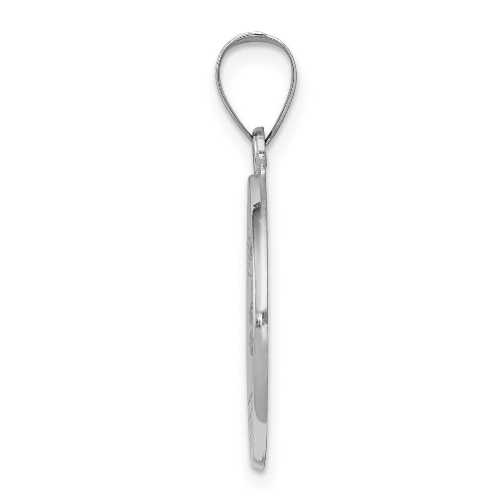 14K White Gold Polished and Satin Our Guardian Angel Medal Pendant 19mm width