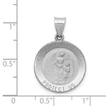 Load image into Gallery viewer, 14K White Gold Polished and Satin Our Guardian Angel Medal Pendant 19mm width
