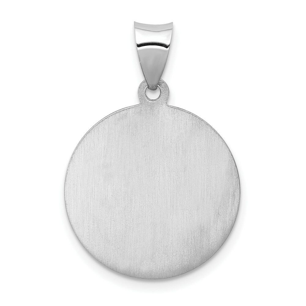 14K White Gold Polished and Satin Our Guardian Angel Medal Pendant 19mm width