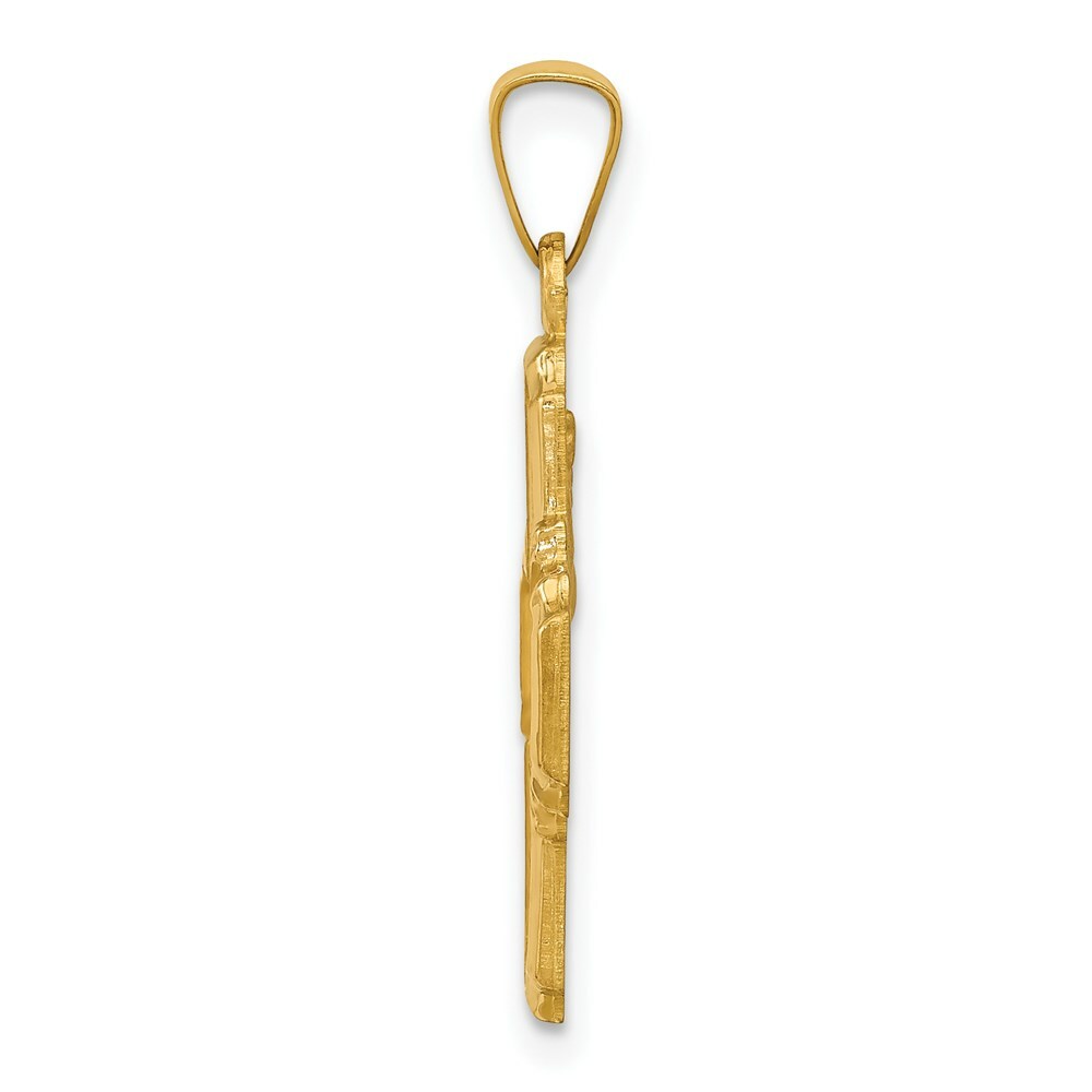 14K Yellow Gold Polished and Satin Four Way Medal Pendant 18mm width