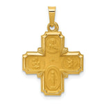 Load image into Gallery viewer, 14K Yellow Gold Polished and Satin Four Way Medal Pendant 18mm width

