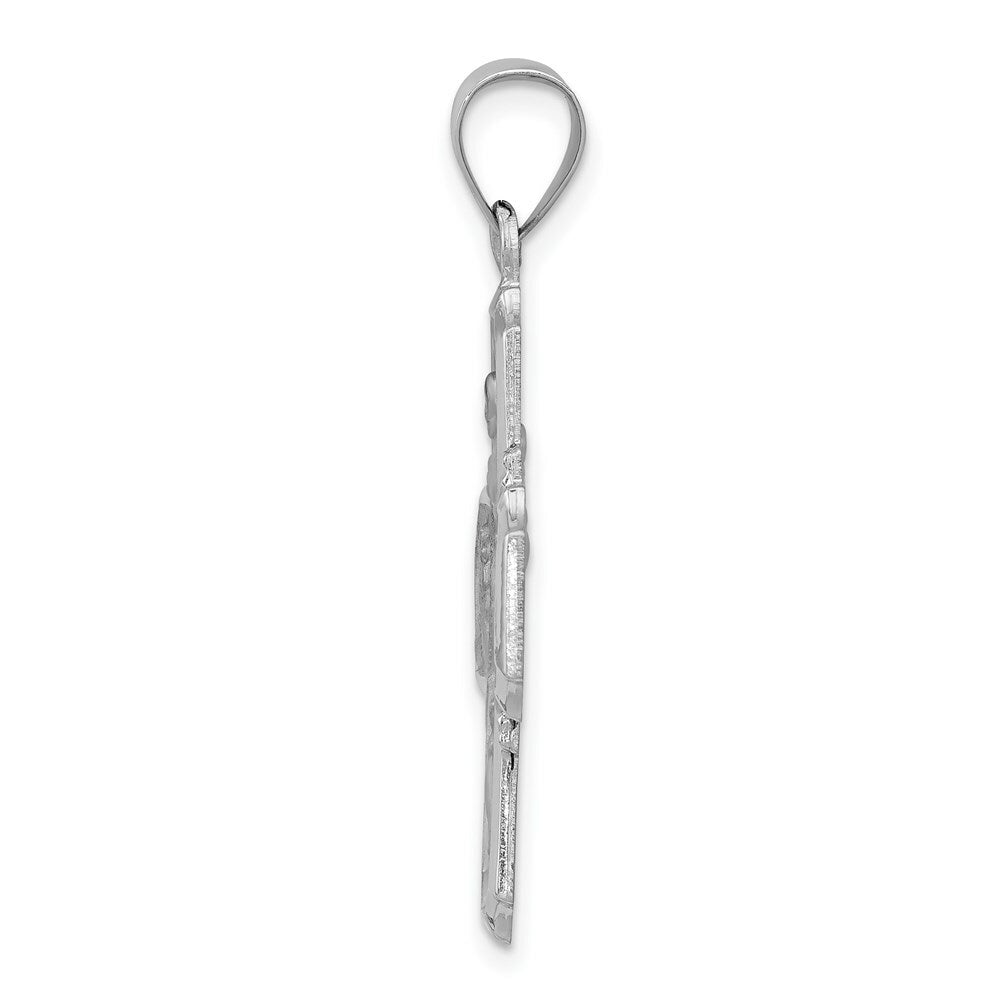14K White Gold Four Way Medal Pendant