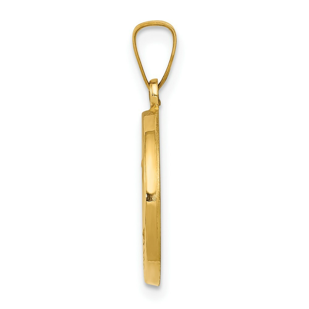 14K Yellow Gold Polished and Satin St. Andrew Medal Pendant 15mm width