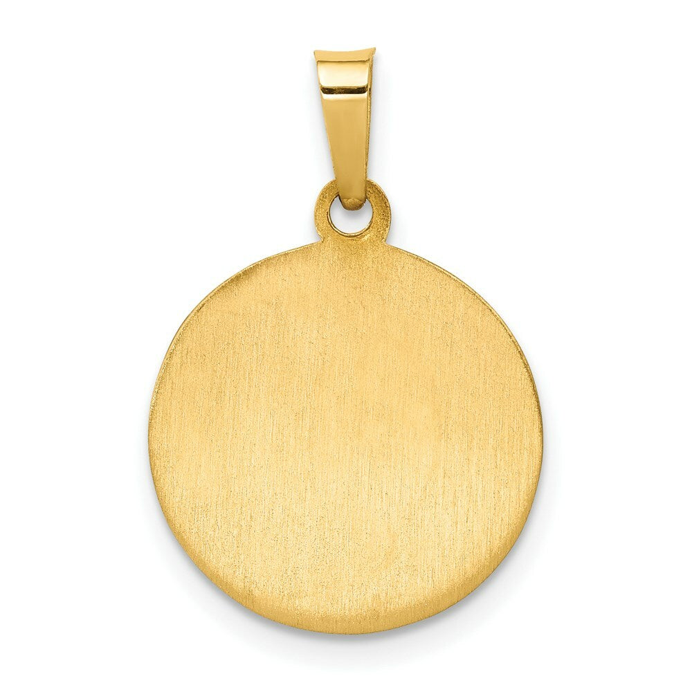 14K Yellow Gold Polished and Satin St. Andrew Medal Pendant 15mm width