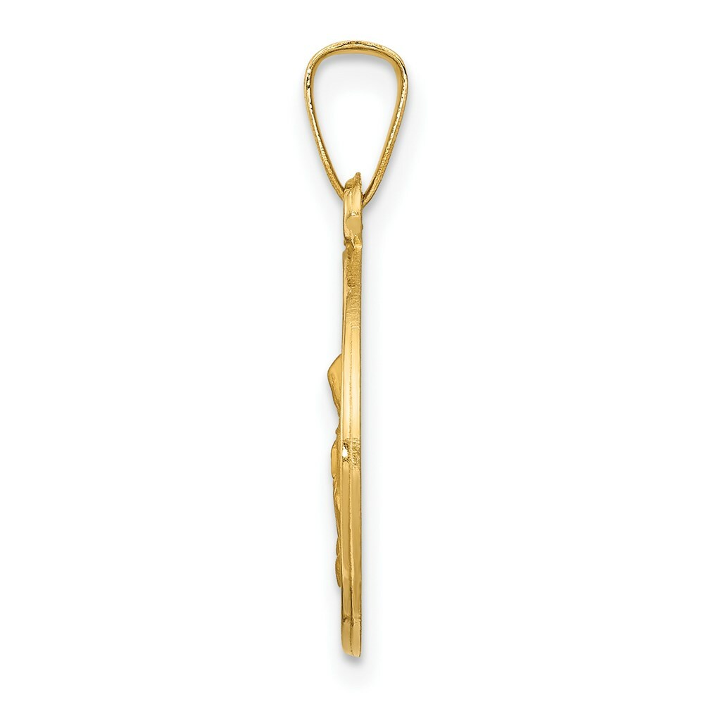 14K Yellow Gold Polished and Satin St. Anne Medal Pendant 15mm width