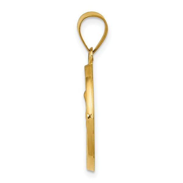 14K Yellow Gold Polished and Satin St. Anne Medal Pendant 18mm width