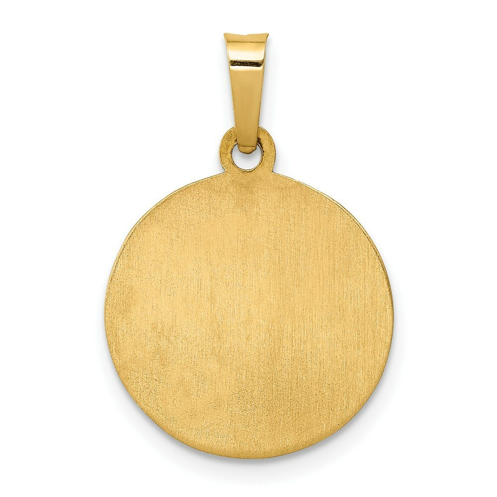 14K Yellow Gold Polished and Satin St. Anthony Medal Pendant 15mm width