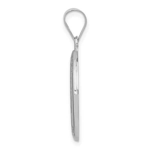 14K White Gold Polished and Satin St. Anthony Medal Pendant 13mm width