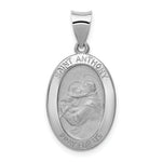 Load image into Gallery viewer, 14K White Gold Polished and Satin St. Anthony Medal Pendant 13mm width
