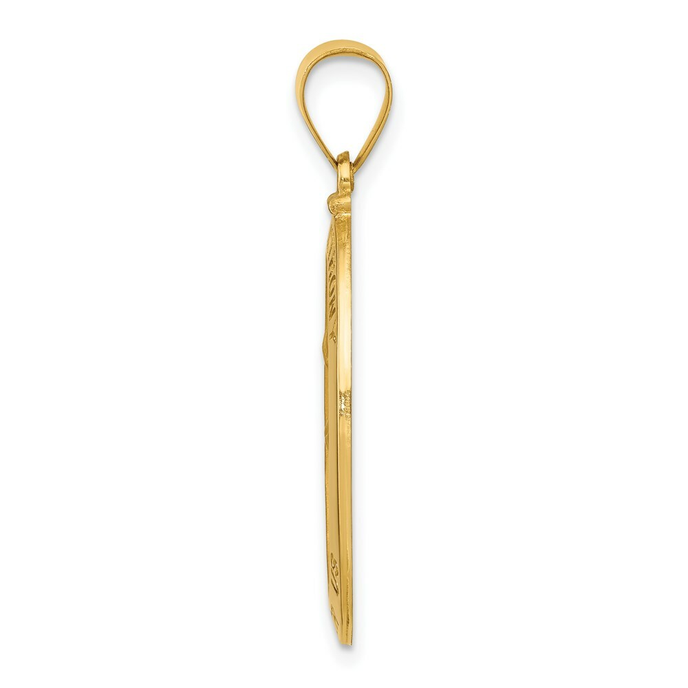 14K Yellow Gold Polished and Satin St. Anthony Medal Pendant 15mm width