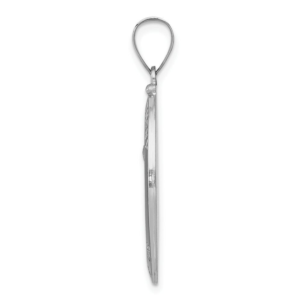 14K White Gold Polished and Satin St. Anthony Medal Pendant 15mm width