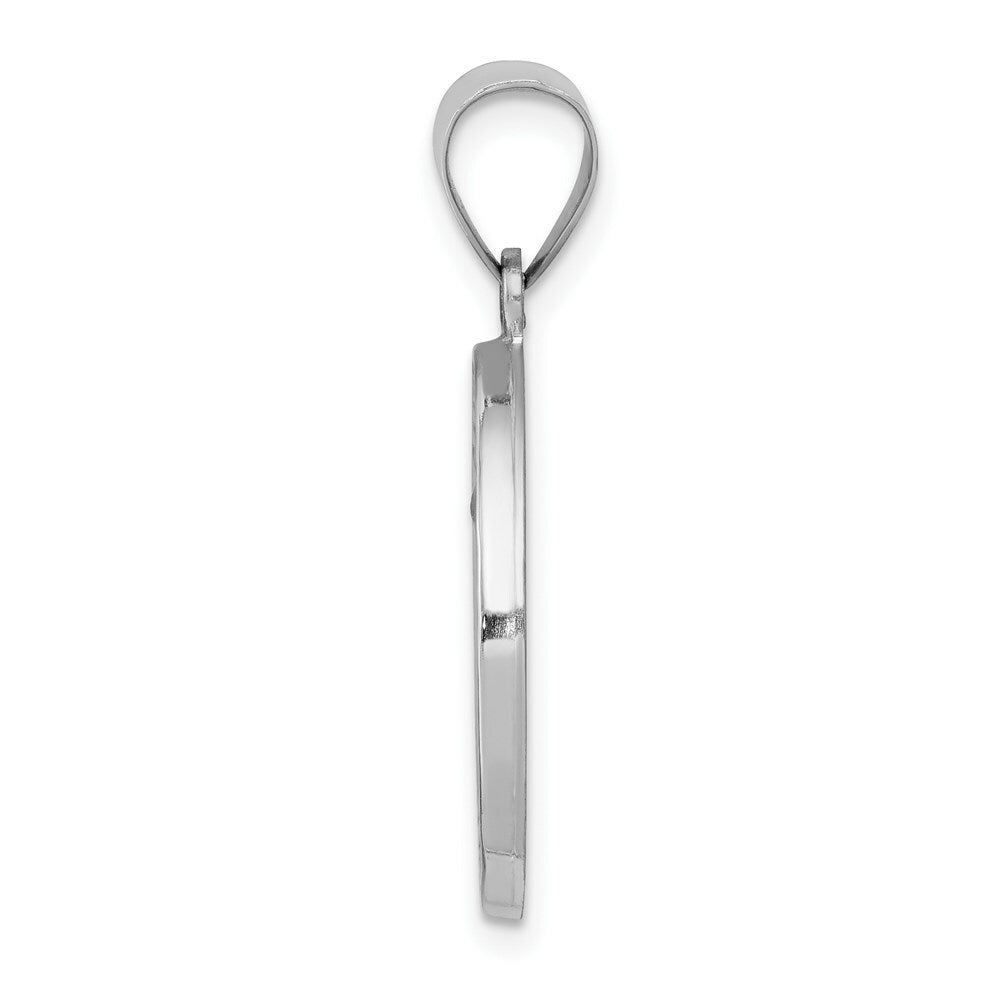 14K White Gold Polished and Satin St. Anthony Medal Pendant 19mm width