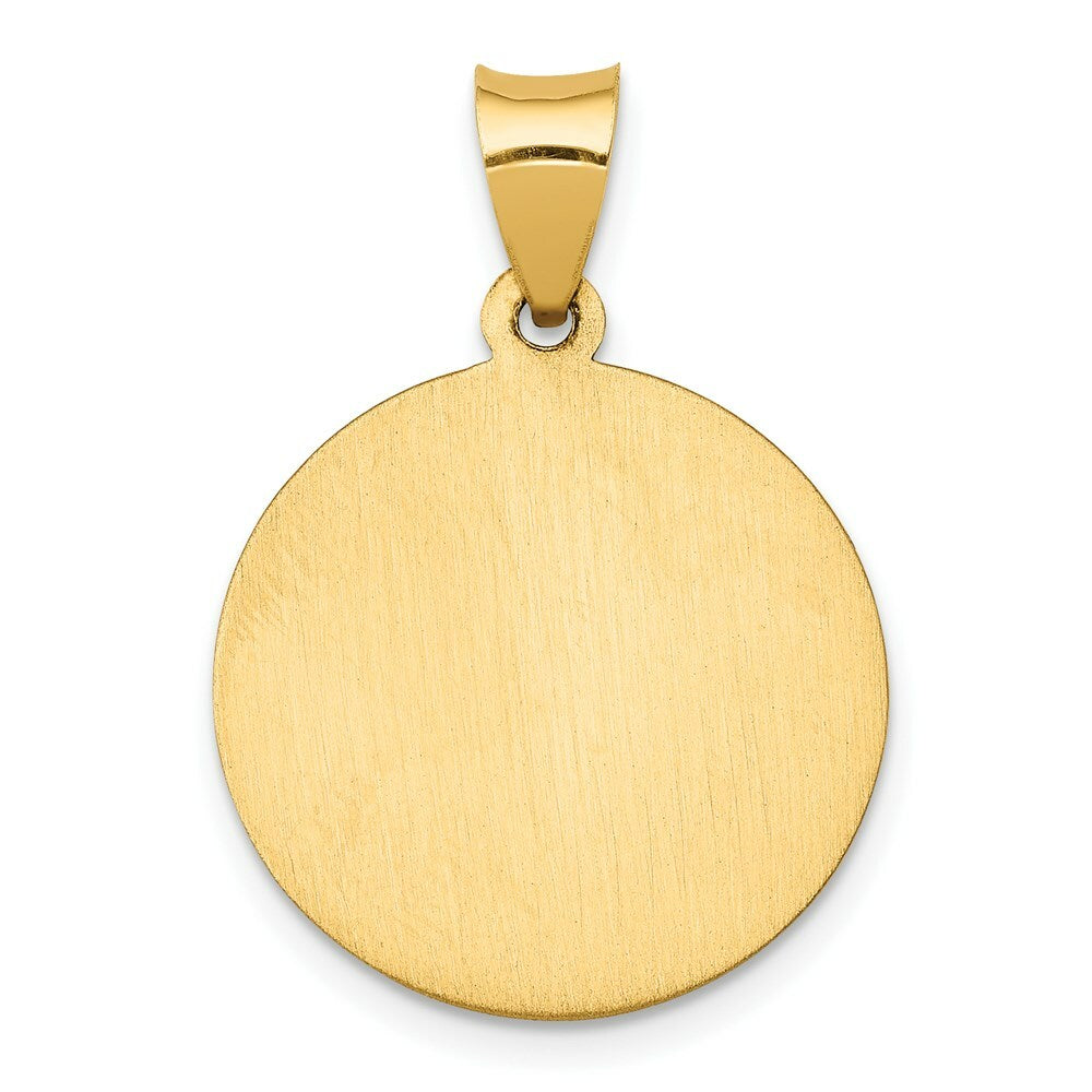 14K Yellow Gold Polished and Satin St. Barbara Medal Pendant 19mm width