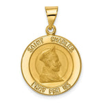 Load image into Gallery viewer, 14K Yellow Gold Polished and Satin St. Charles Medal Pendant 18mm width

