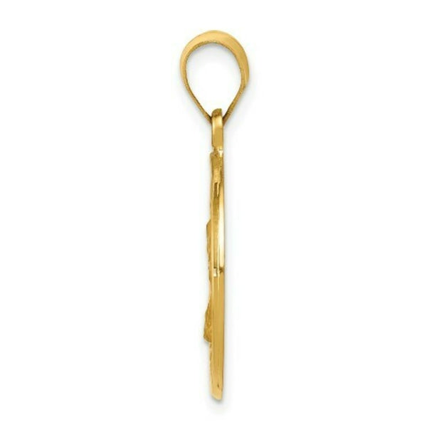 14K Yellow Gold Polished and Satin St. Charles Medal Pendant 18mm width