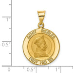 Load image into Gallery viewer, 14K Yellow Gold Polished and Satin St. Charles Medal Pendant 18mm width
