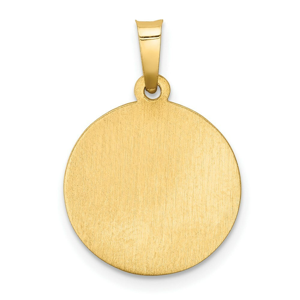 14K Yellow Gold Polished and Satin St. Christopher Medal Pendant 15mm width