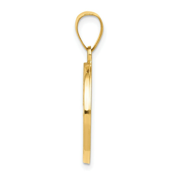 14K Yellow Gold Polished and Satin St. Christopher Medal Pendant 19mm width
