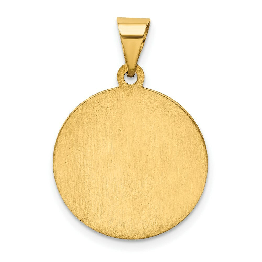 14K Yellow Gold Polished and Satin St. Christopher Medal Pendant 19mm width