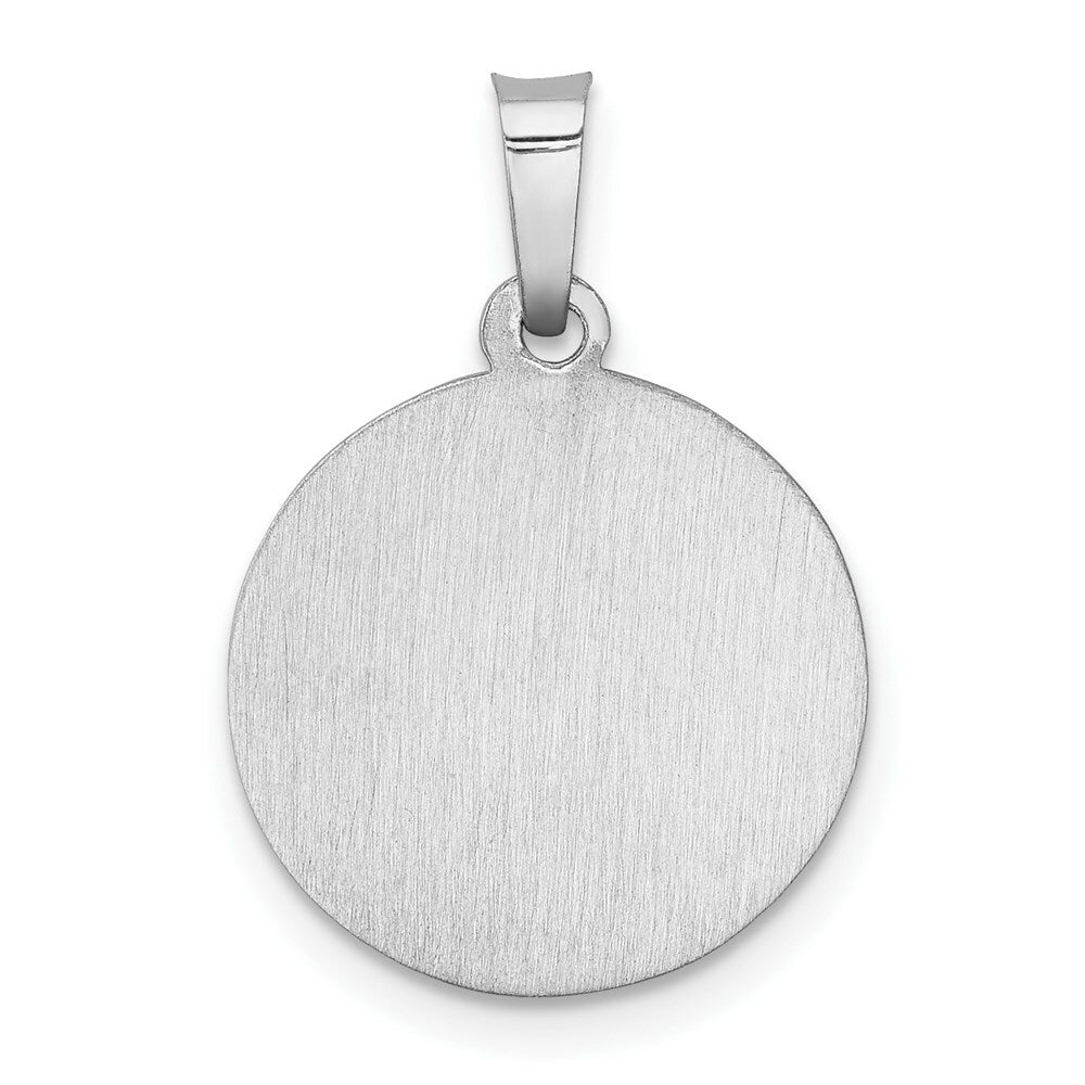 14K White Gold Polished and Satin St. Christopher Medal Pendant 15mm width