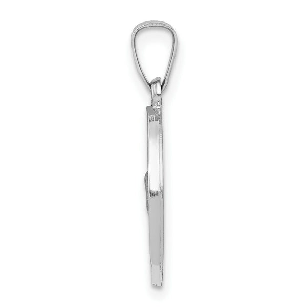 14K White Gold Polished and Satin St. Christopher Medal Pendant 15mm width