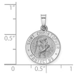 Load image into Gallery viewer, 14K White Gold Polished and Satin St. Christopher Medal Pendant 15mm width
