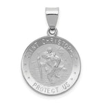 Load image into Gallery viewer, 14K White Gold Polished and Satin St. Christopher Medal Pendant 19mm width
